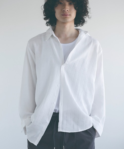 aimoha（アイモハ）の「aimoha mensエンボス加工ビッグシルエットシャツ (LR)（シャツ/ブラウス・メンズ・ブラック/ホワイト/グリーン・MEDIUM/LARGE/X-LARGE/XX-LARGE/XXX-LARGE）」の17枚目の写真