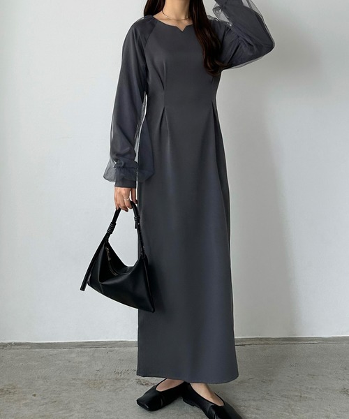 callautia（カラウティア）の「チュールスリーブタックワンピース