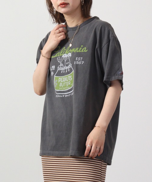 LUMBER(ランバー)の「LUMBER プリントTシャツ(Tシャツ/カットソー・レディース・ホワイト/グレイッシュブルー/ホワイト系/ホワイト系1/ホワイト系3/ホワイト系4/ピンク系/ウッド/ナチュラル/ホワイト系2/ブラック系1/ピンク系1/ブラック系/イエロー系/マスタード・M/L/XL)」の8枚目の写真