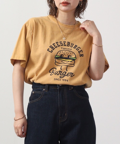 LUMBER(ランバー)の「LUMBER プリントTシャツ(Tシャツ/カットソー・レディース・ホワイト/グレイッシュブルー/ホワイト系/ホワイト系1/ホワイト系3/ホワイト系4/ピンク系/ウッド/ナチュラル/ホワイト系2/ブラック系1/ピンク系1/ブラック系/イエロー系/マスタード・M/L/XL)」の13枚目の写真
