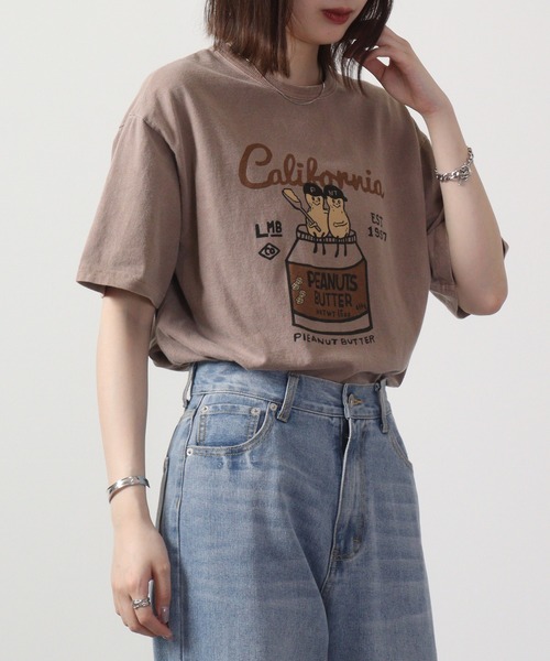 LUMBER(ランバー)の「LUMBER プリントTシャツ(Tシャツ/カットソー・レディース・ホワイト/グレイッシュブルー/ホワイト系/ホワイト系1/ホワイト系3/ホワイト系4/ピンク系/ウッド/ナチュラル/ホワイト系2/ブラック系1/ピンク系1/ブラック系/イエロー系/マスタード・M/L/XL)」の9枚目の写真