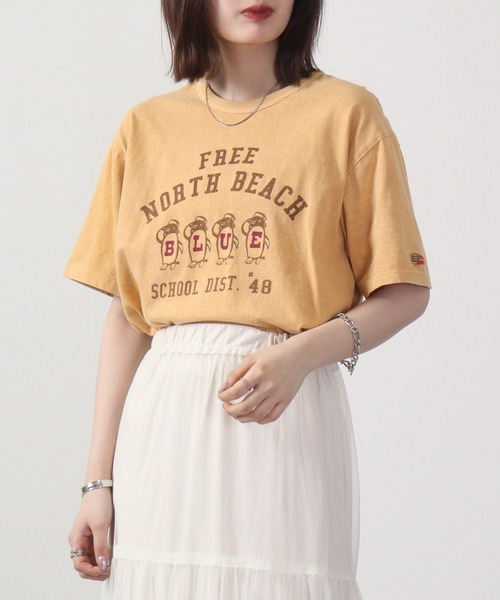LUMBER(ランバー)の「LUMBER プリントTシャツ(Tシャツ/カットソー・レディース・ホワイト/グレイッシュブルー/ホワイト系/ホワイト系1/ホワイト系3/ホワイト系4/ピンク系/ウッド/ナチュラル/ホワイト系2/ブラック系1/ピンク系1/ブラック系/イエロー系/マスタード・M/L/XL)」の12枚目の写真