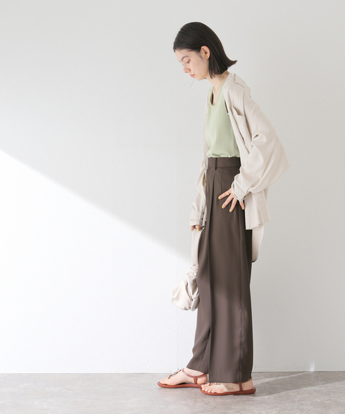 B.C STOCK（ベーセーストック）の「ワイドストレートパンツ（スラックス・レディース・ブラック/ブラウン/ベージュ・FREE）」の12枚目の写真