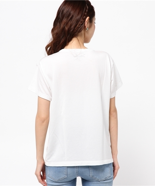 ROSE BUD(ローズバッド)の「LCTT-151116 PHOTO PT C/N S/S-T(Tシャツ/カットソー・レディース・ホワイト/ミックスグレー・ONE SIZE)」の4枚目の写真