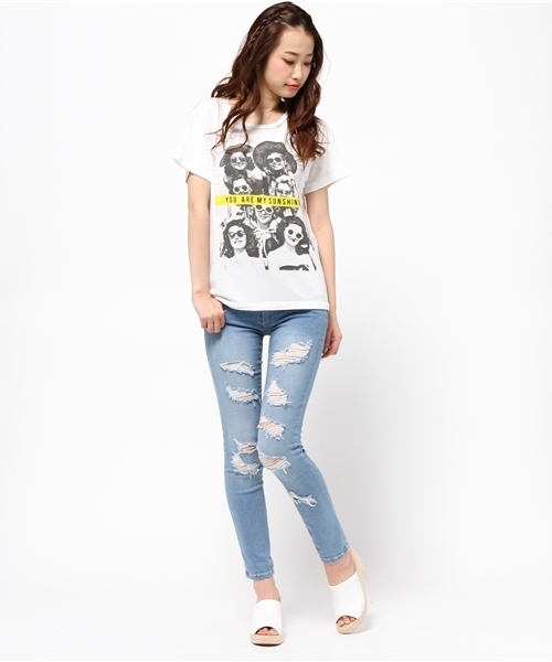 ROSE BUD(ローズバッド)の「LCTT-151116 PHOTO PT C/N S/S-T(Tシャツ/カットソー・レディース・ホワイト/ミックスグレー・ONE SIZE)」の9枚目の写真