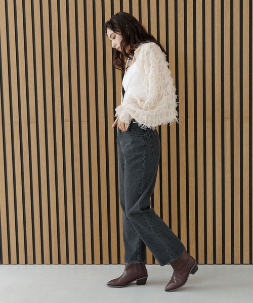 LAKOLE（ラコレ）の「フリンジボレロ / 975028（カーディガン/ボレロ・レディース・ブラック/アイボリー・SMALL/MEDIUM）」の5枚目の写真