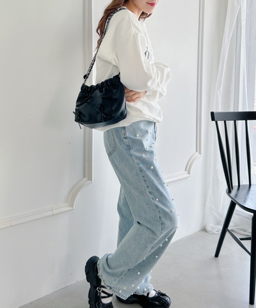 Loueme（ルエム）の「メニーリボンPUチェーンショルダーバッグ（ショルダーバッグ・レディース・アイボリー/ブラック/シルバー/ピンク・FREE）」の16枚目の写真