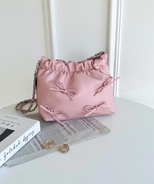 Loueme（ルエム）の「メニーリボンPUチェーンショルダーバッグ（ショルダーバッグ・レディース・アイボリー/ブラック/シルバー/ピンク・FREE）」の20枚目の写真