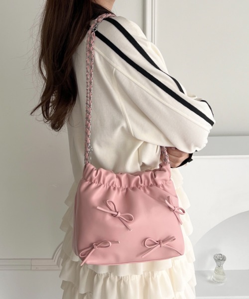 セール】メニーリボンPUチェーンショルダーバッグ（ショルダーバッグ