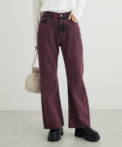 Sugar spoon（シュガースプーン）の「・SUGAR　SPOON　カラーデニムフレアパンツ（デニムパンツ・レディース・インディゴブルー/ブラウン/グリーン/レッド・FREE）」の4枚目の写真