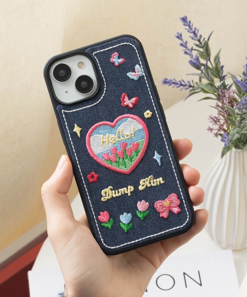セール】デニム 刺繍 iPhoneケース カバー 11 12 12pro 13 14 15 15pro