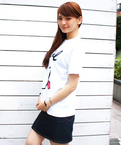 X-girl（エックスガール）の「XG SMILE S/S BIG TEE（Tシャツ/カットソー・レディース・ホワイト/イエロー/ネイビー・ONE SIZE）」の4枚目の写真