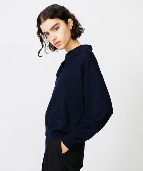 N.O.R.C(ノーク)の「コットンカシミヤオープンカラーニット(ニット/セーター・レディース・ネイビー/グレー・フリー)」の8枚目の写真