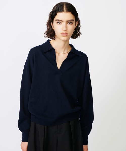 N.O.R.C(ノーク)の「コットンカシミヤオープンカラーニット(ニット/セーター・レディース・ネイビー/グレー・フリー)」の10枚目の写真