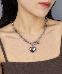 CEMONEMO | 【金属アレルギー対応】 ボールドハート マンテル チェーンネックレス / サージカルステンレス 316L(ネックレス)