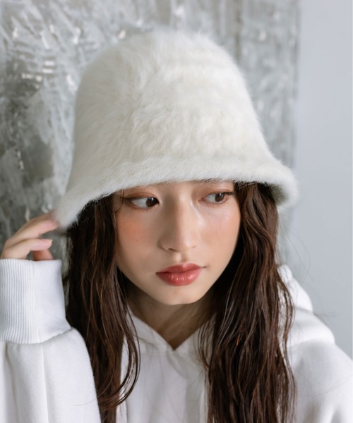 OLIVE des OLIVE（オリーブデオリーブ）の「シャギークロ―シュハット　1032150030（ハット・レディース・アイボリー/グレイッシュベージュ/ブラック・FREE）」の5枚目の写真