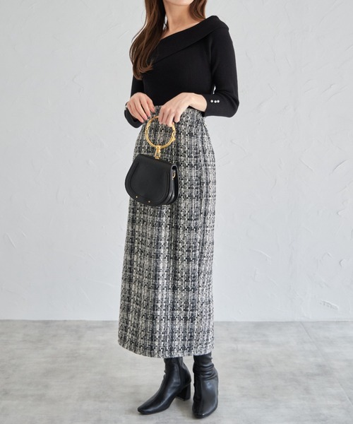 tocco closet（トッコ　クローゼット）の「【ZOZO限定】ミックスツイードタイトスカート（スカート・レディース・ブラック/グレー・M）」の14枚目の写真