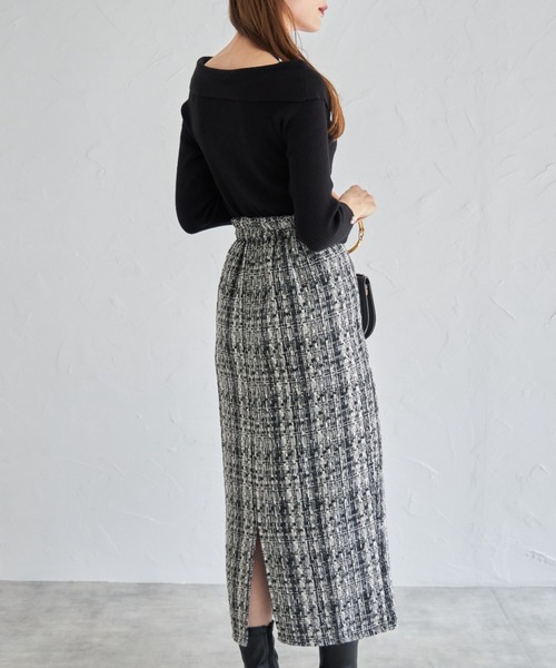 tocco closet（トッコ　クローゼット）の「【ZOZO限定】ミックスツイードタイトスカート（スカート・レディース・ブラック/グレー・M）」の17枚目の写真