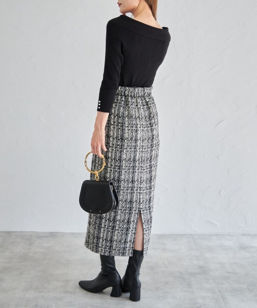 tocco closet（トッコ　クローゼット）の「【ZOZO限定】ミックスツイードタイトスカート（スカート・レディース・ブラック/グレー・M）」の16枚目の写真