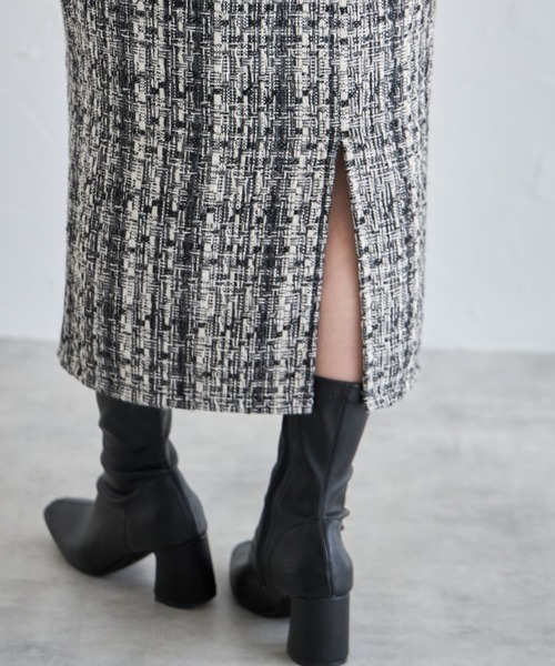 tocco closet（トッコ　クローゼット）の「【ZOZO限定】ミックスツイードタイトスカート（スカート・レディース・ブラック/グレー・M）」の18枚目の写真