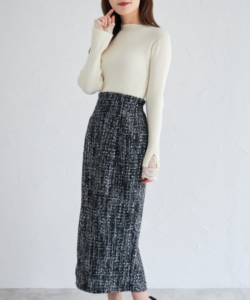 tocco closet（トッコ　クローゼット）の「【ZOZO限定】ミックスツイードタイトスカート（スカート・レディース・ブラック/グレー・M）」の8枚目の写真
