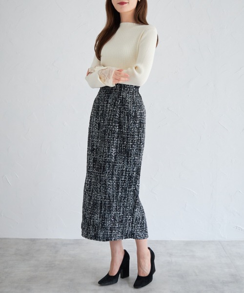 tocco closet（トッコ　クローゼット）の「【ZOZO限定】ミックスツイードタイトスカート（スカート・レディース・ブラック/グレー・M）」の7枚目の写真