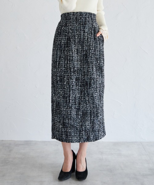 tocco closet（トッコ　クローゼット）の「【ZOZO限定】ミックスツイードタイトスカート（スカート・レディース・ブラック/グレー・M）」の3枚目の写真