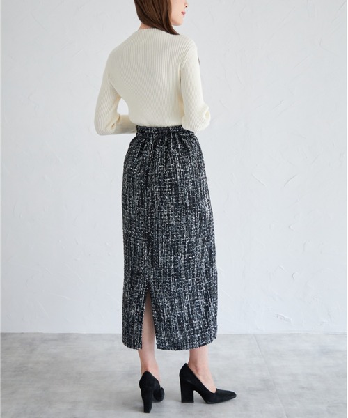 tocco closet（トッコ　クローゼット）の「【ZOZO限定】ミックスツイードタイトスカート（スカート・レディース・ブラック/グレー・M）」の9枚目の写真