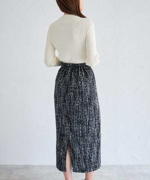 tocco closet（トッコ　クローゼット）の「【ZOZO限定】ミックスツイードタイトスカート（スカート・レディース・ブラック/グレー・M）」の10枚目の写真