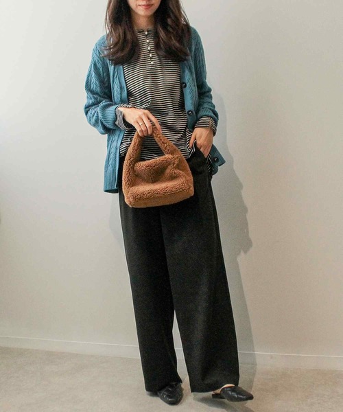 leswel（レスウェル）の「【L～5L 大きいサイズ】ニットツイル ワイド ストレート パンツ（その他パンツ・レディース・ライトグレー/ブラック/チャコールグレー・LL/3L/4L/5L/L）」の6枚目の写真