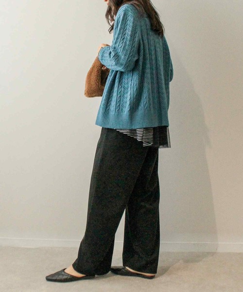 leswel（レスウェル）の「【L～5L 大きいサイズ】ニットツイル ワイド ストレート パンツ（その他パンツ・レディース・ライトグレー/ブラック/チャコールグレー・LL/3L/4L/5L/L）」の7枚目の写真