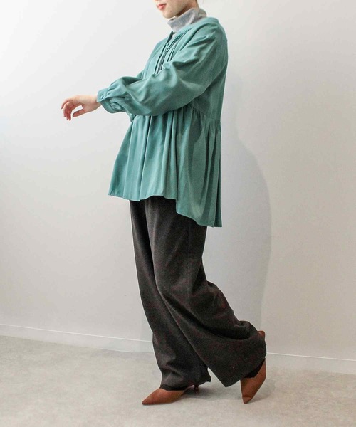 leswel（レスウェル）の「【L～5L 大きいサイズ】ニットツイル ワイド ストレート パンツ（その他パンツ・レディース・ライトグレー/ブラック/チャコールグレー・LL/3L/4L/5L/L）」の9枚目の写真