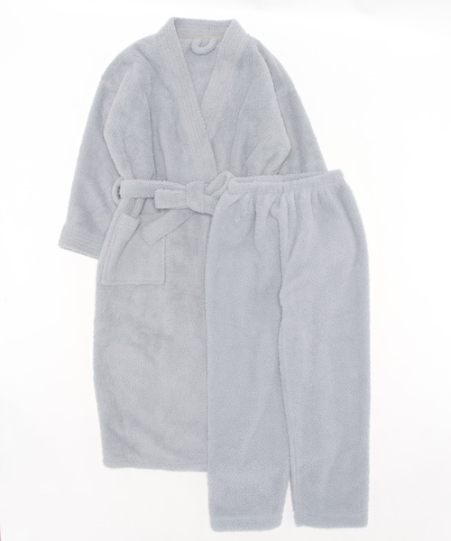 aimoha（アイモハ）の「秋冬パンツ付き２点セット　温かふわふわ着物カラー バス ローブ（ガウン/バスローブ・レディース・ホワイト/ライトグレー/ピンク・LARGE/MEDIUM/X-LARGE）」の14枚目の写真