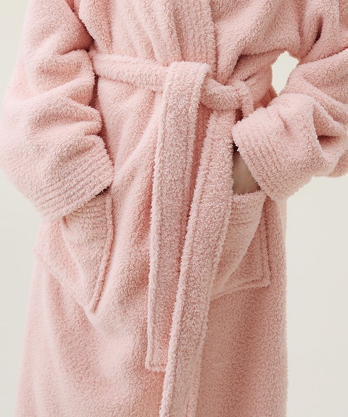 aimoha（アイモハ）の「秋冬パンツ付き２点セット　温かふわふわ着物カラー バス ローブ（ガウン/バスローブ・レディース・ホワイト/ライトグレー/ピンク・LARGE/MEDIUM/X-LARGE）」の7枚目の写真