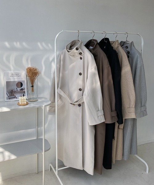 AS KNOW AS plus（アズノゥアズプラス）の「☆スタンドカラーロングコート（ステンカラーコート・レディース・ブラウン/ブラック/グレー系/アイボリー/ベージュ系・FREE）」の11枚目の写真