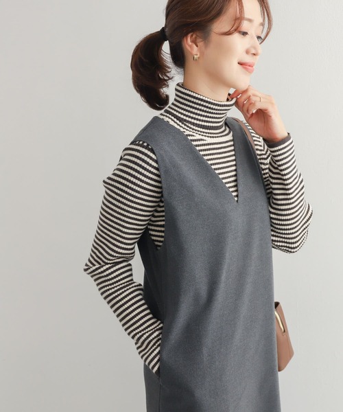 URBAN RESEARCH DOORS（アーバンリサーチドアーズ）の「ボーダーリブタートル（ニット/セーター・レディース・ホワイト系その他/ブラック系その他・MEDIUM）」の3枚目の写真