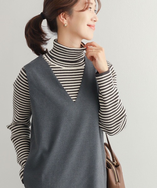 URBAN RESEARCH DOORS（アーバンリサーチドアーズ）の「ボーダーリブタートル（ニット/セーター・レディース・ホワイト系その他/ブラック系その他・MEDIUM）」の4枚目の写真