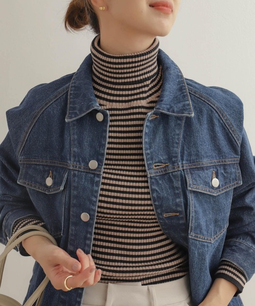 URBAN RESEARCH DOORS（アーバンリサーチドアーズ）の「ボーダーリブタートル（ニット/セーター・レディース・ホワイト系その他/ブラック系その他・MEDIUM）」の14枚目の写真