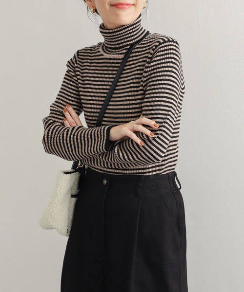 URBAN RESEARCH DOORS（アーバンリサーチドアーズ）の「ボーダーリブタートル（ニット/セーター・レディース・ホワイト系その他/ブラック系その他・MEDIUM）」の20枚目の写真