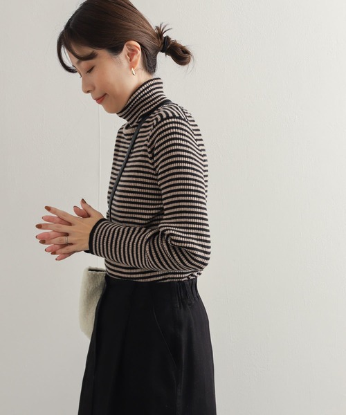 URBAN RESEARCH DOORS（アーバンリサーチドアーズ）の「ボーダーリブタートル（ニット/セーター・レディース・ホワイト系その他/ブラック系その他・MEDIUM）」の22枚目の写真