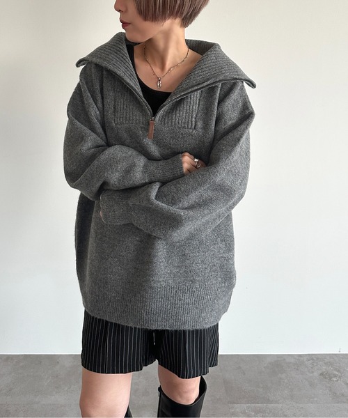 ZOY ダークグレー ハーフジップニット ハーフジップニット【ZOZOTOWN限定アイテム】（ニット/セーター