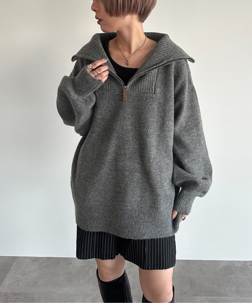 apres jour mignon(アプレジュールミニョン)の「ハーフジップニット【ZOZOTOWN限定アイテム】(ニット/セーター・レディース・ナチュラル/ベージュ/チャコールグレー/グリーン・X-LARGE/フリー)」の17枚目の写真