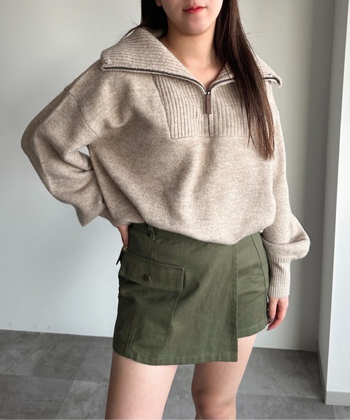 apres jour mignon(アプレジュールミニョン)の「ハーフジップニット【ZOZOTOWN限定アイテム】(ニット/セーター・レディース・ナチュラル/ベージュ/チャコールグレー/グリーン・X-LARGE/フリー)」の14枚目の写真