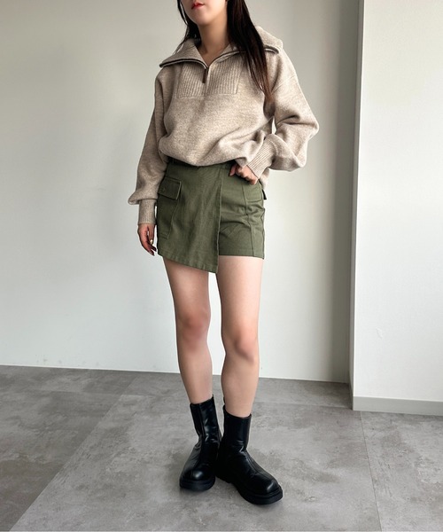 apres jour mignon(アプレジュールミニョン)の「ハーフジップニット【ZOZOTOWN限定アイテム】(ニット/セーター・レディース・ナチュラル/ベージュ/チャコールグレー/グリーン・X-LARGE/フリー)」の10枚目の写真