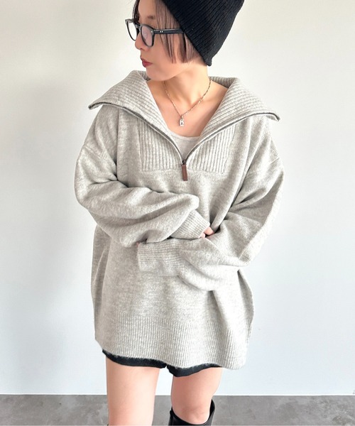 apres jour mignon(アプレジュールミニョン)の「ハーフジップニット【ZOZOTOWN限定アイテム】(ニット/セーター・レディース・ナチュラル/ベージュ/チャコールグレー/グリーン・X-LARGE/フリー)」の19枚目の写真