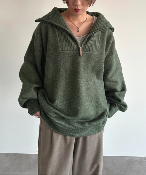 apres jour mignon(アプレジュールミニョン)の「ハーフジップニット【ZOZOTOWN限定アイテム】(ニット/セーター・レディース・ナチュラル/ベージュ/チャコールグレー/グリーン・X-LARGE/フリー)」の20枚目の写真