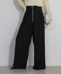 select MOCA | フロントファスナーハイウエストワイドパンツ(スラックス)