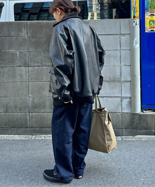 CPCM（シーピーシーエム）の「フェイクレザースタンドリブジャケット（ライダースジャケット・メンズ・ブラック/ブラウン・L/M）」の12枚目の写真