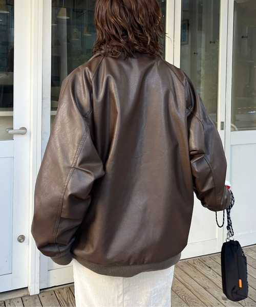 CPCM（シーピーシーエム）の「フェイクレザースタンドリブジャケット（ライダースジャケット・メンズ・ブラック/ブラウン・L/M）」の14枚目の写真