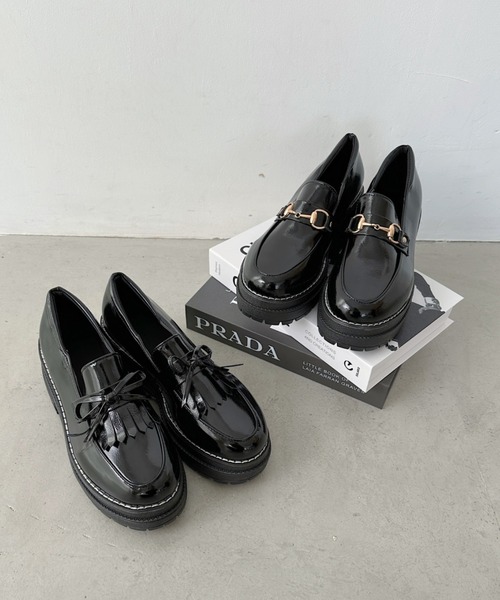 CLEA(クレア)の「リボン/ビット厚底ローファー(ローファー・レディース・ブラック/ブラック系その他・24.5cm/23.5cm)」の9枚目の写真